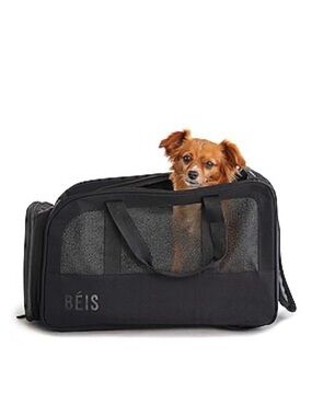 BEIS Black Soft-Sided Pet Carrier with Mesh Panels
